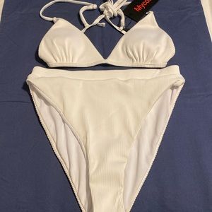 Mycoco ~ Women's Size M White 2pc Bikini ~ Push Up Triangle Top